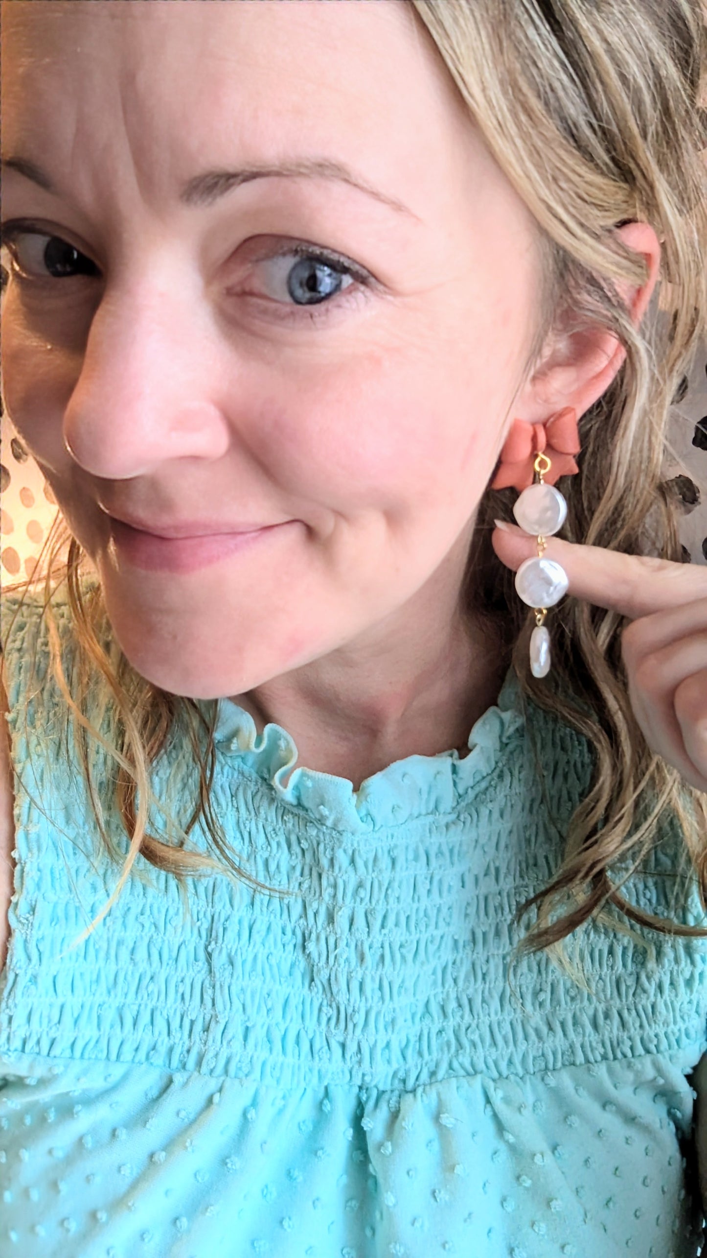 Bow and Pearl Dangle Earrings