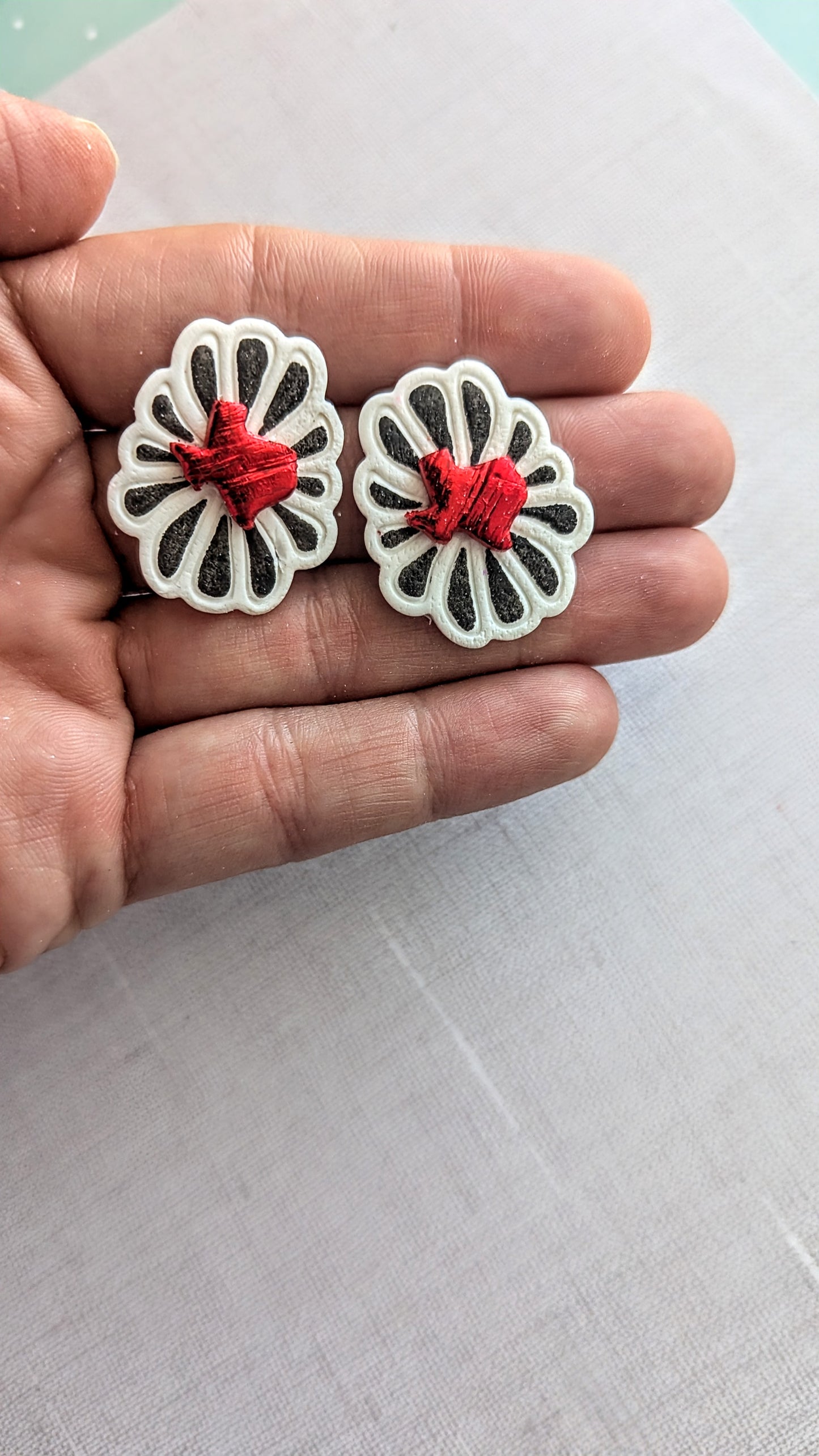 Red and Black Texas Statement Studs / Texas Tech / Red Raiders / Lightweight Polymer earrings / Fall accessories / black and red accessories / GameDay style
