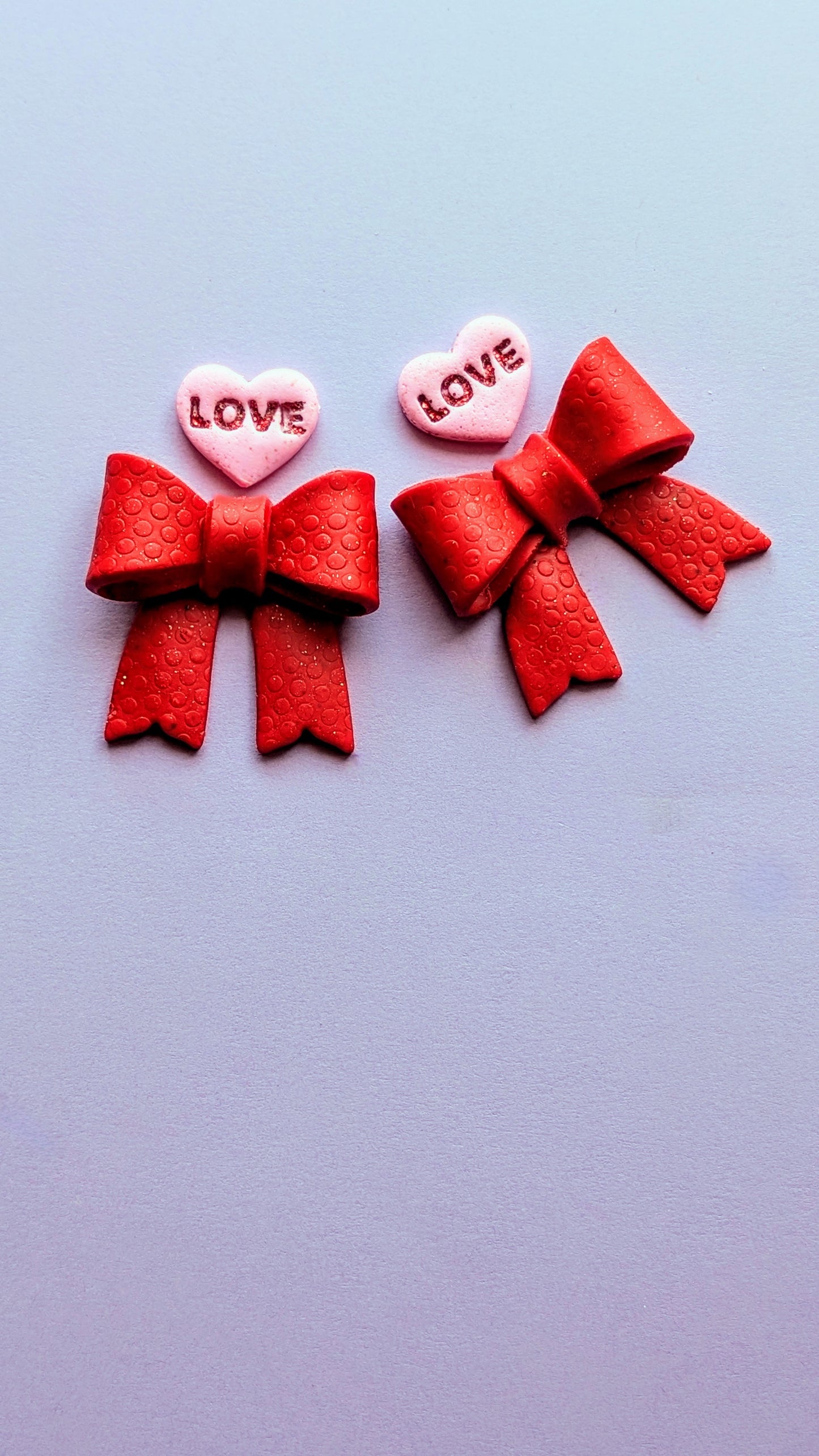 Conversation Heart / Red Bow Earrings/ Valentine's earrings / Gli hypoallergenic stainless steel posts / resin earrings