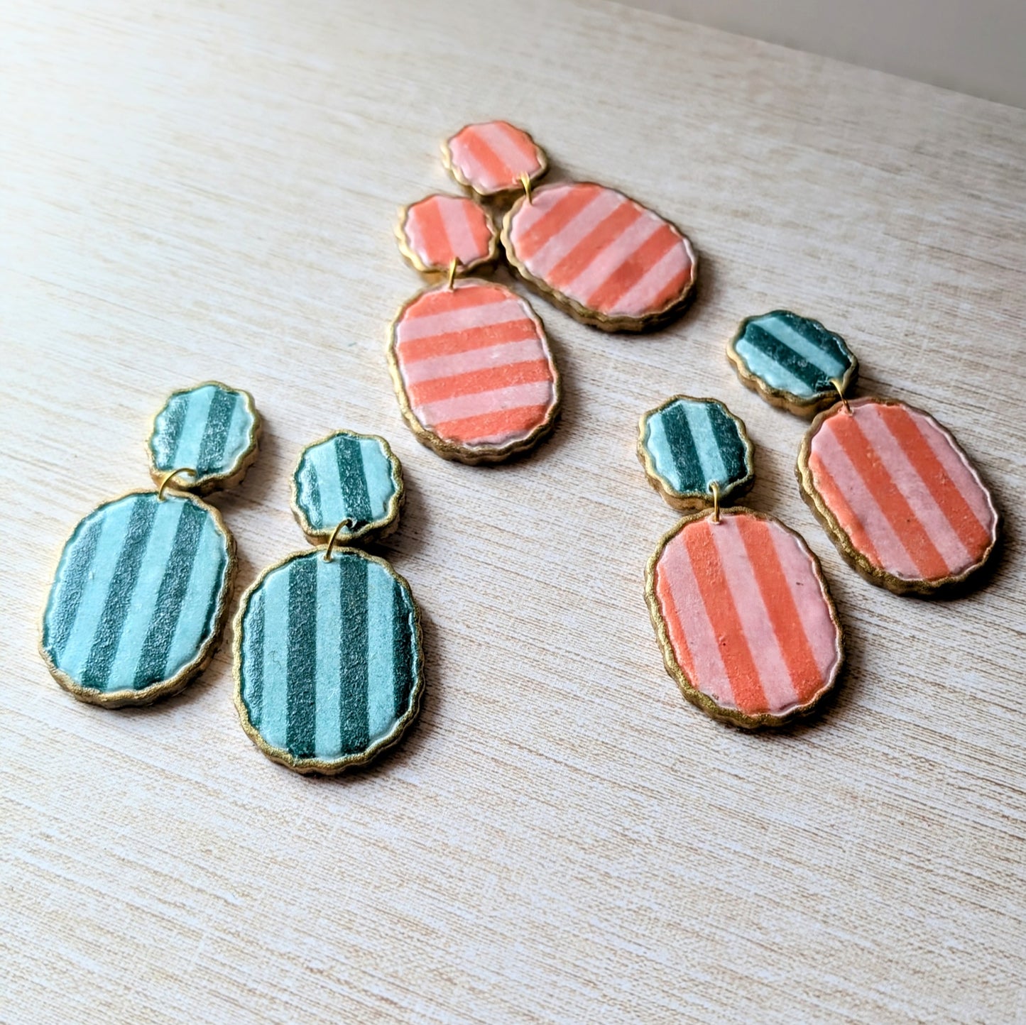 Boho Stripe Scallop Earrings
