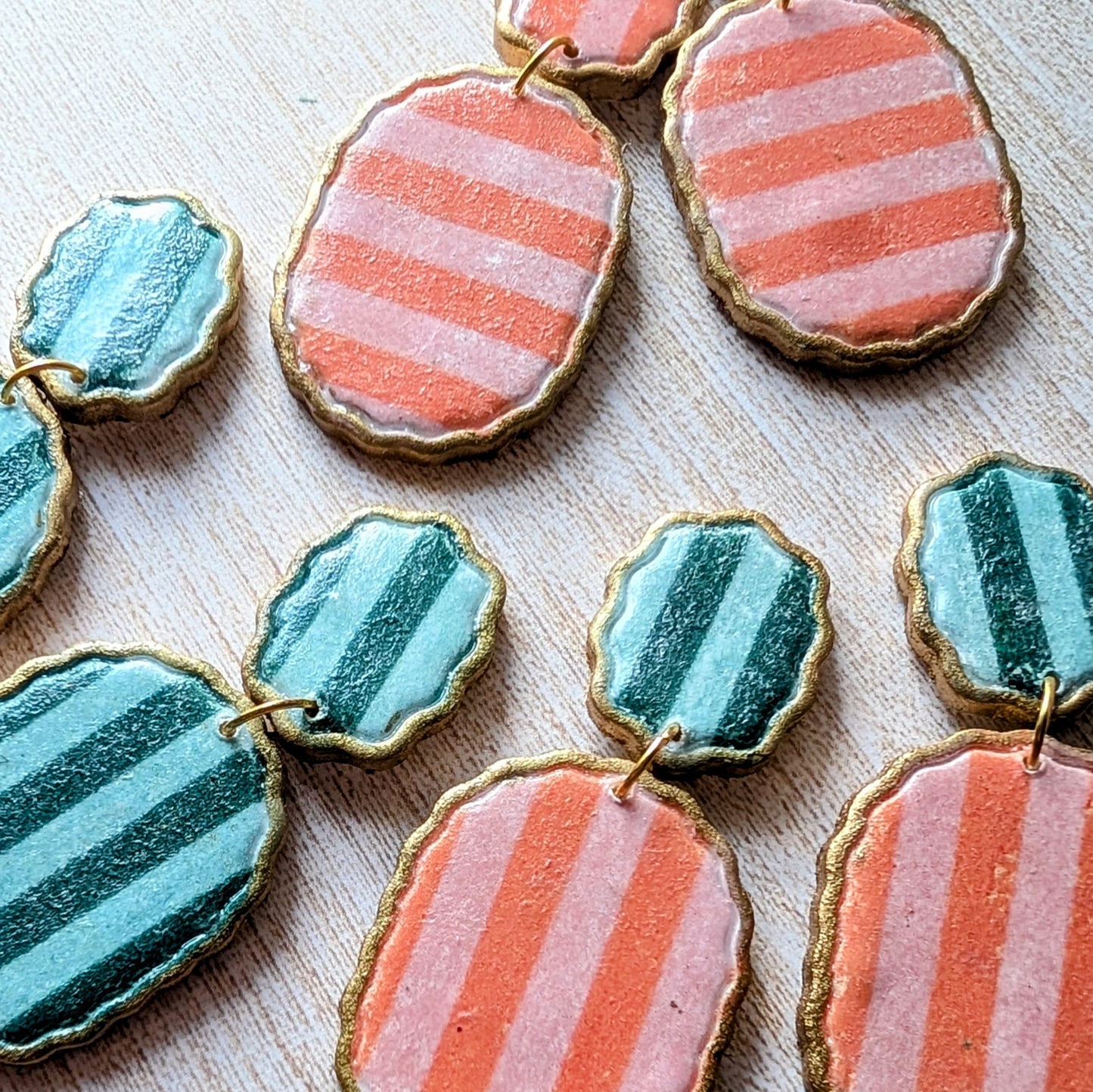 Boho Stripe Scallop Earrings