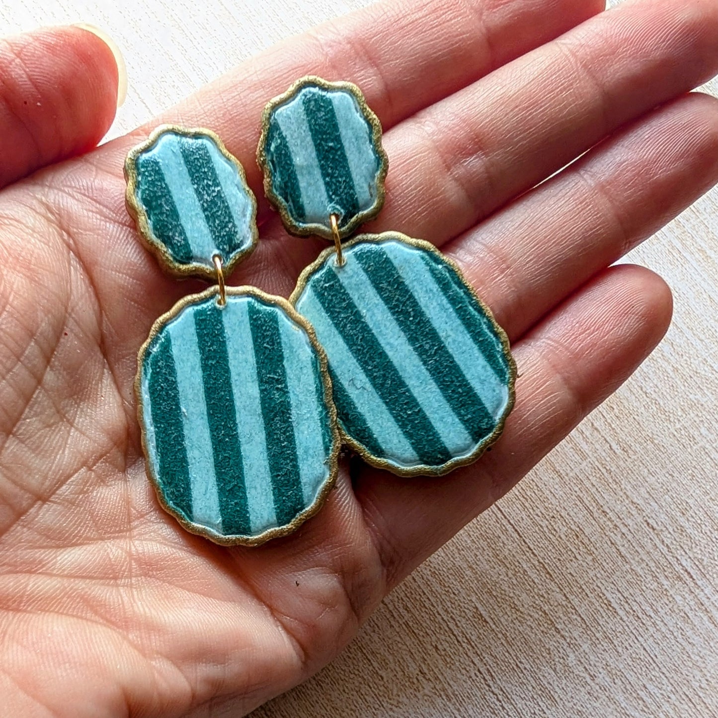 Boho Stripe Scallop Earrings