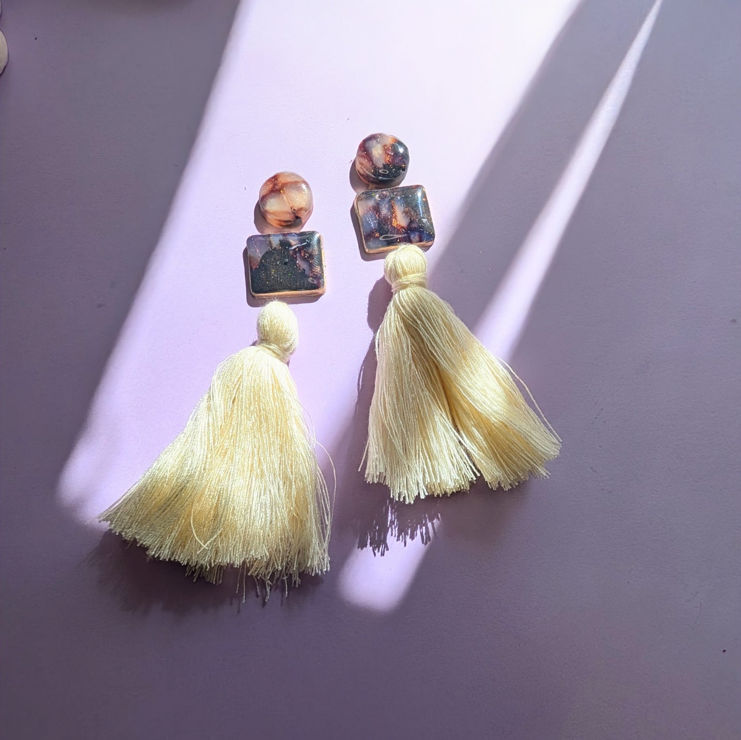 Tortoise Shell and Ivory Tassel Earrings
