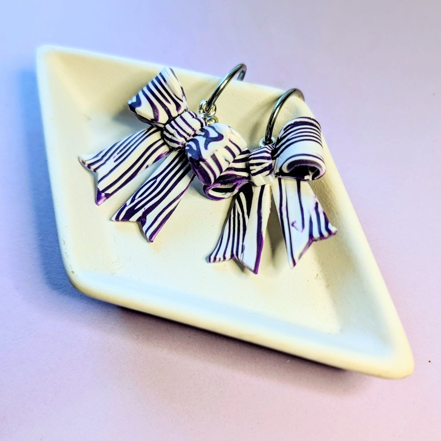 Purple Bow Dangle Earrings