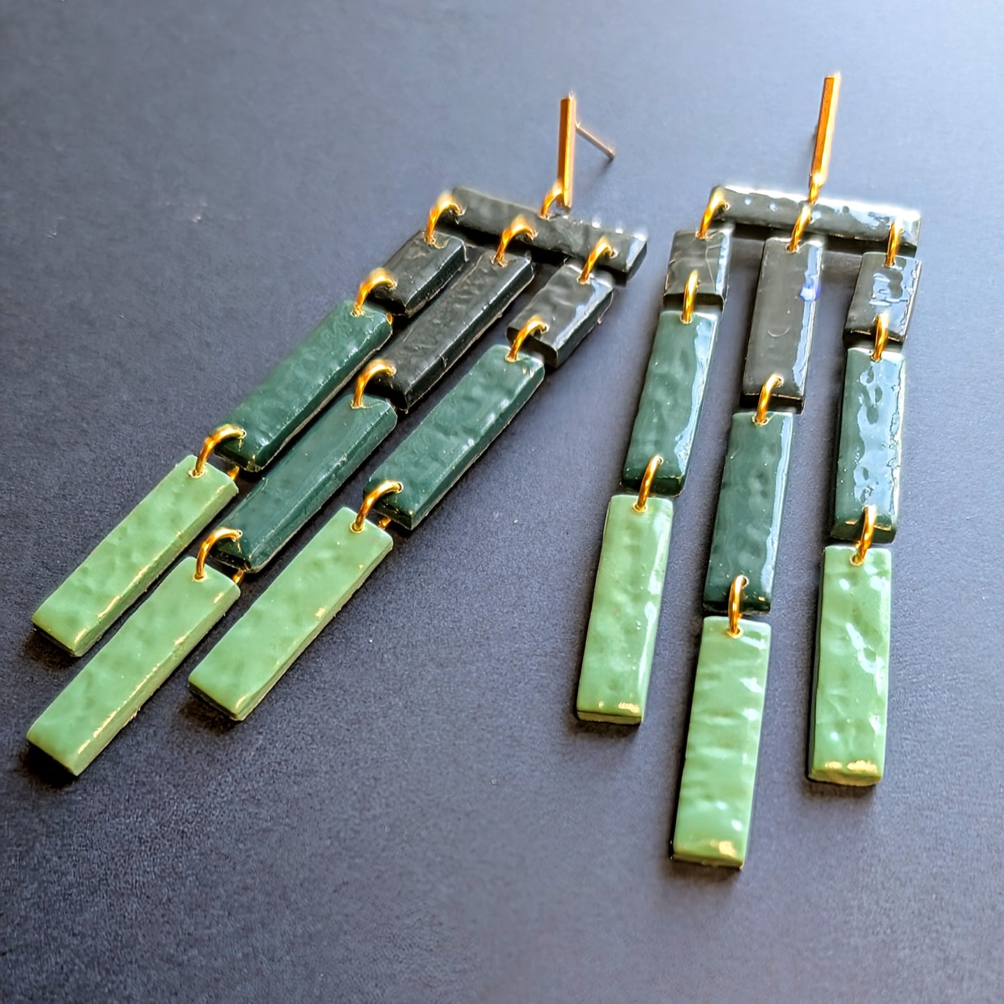 Teal Ombre Geometric Dangles