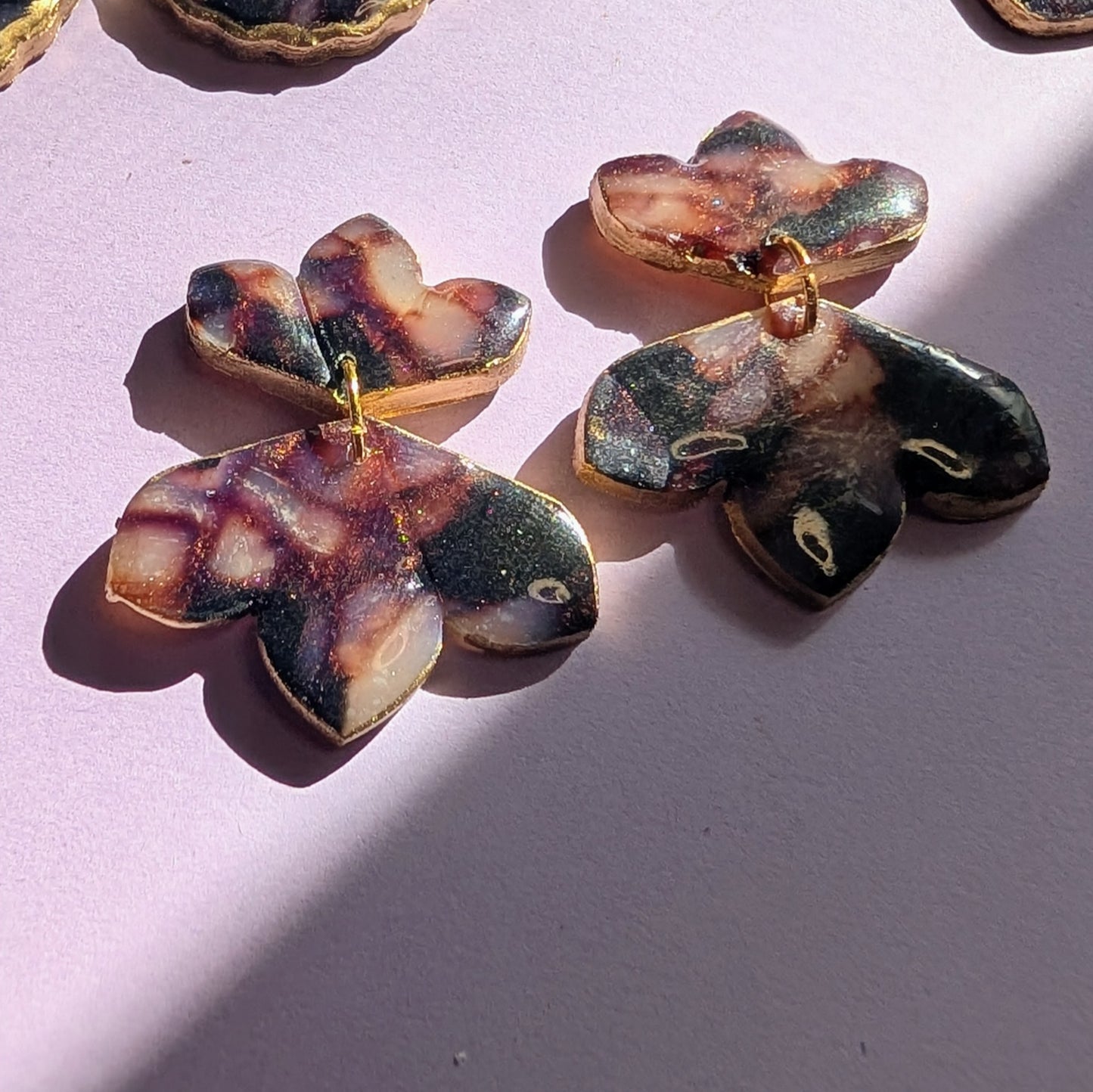 Gold-Rimmed Tortoise Shell Dangles