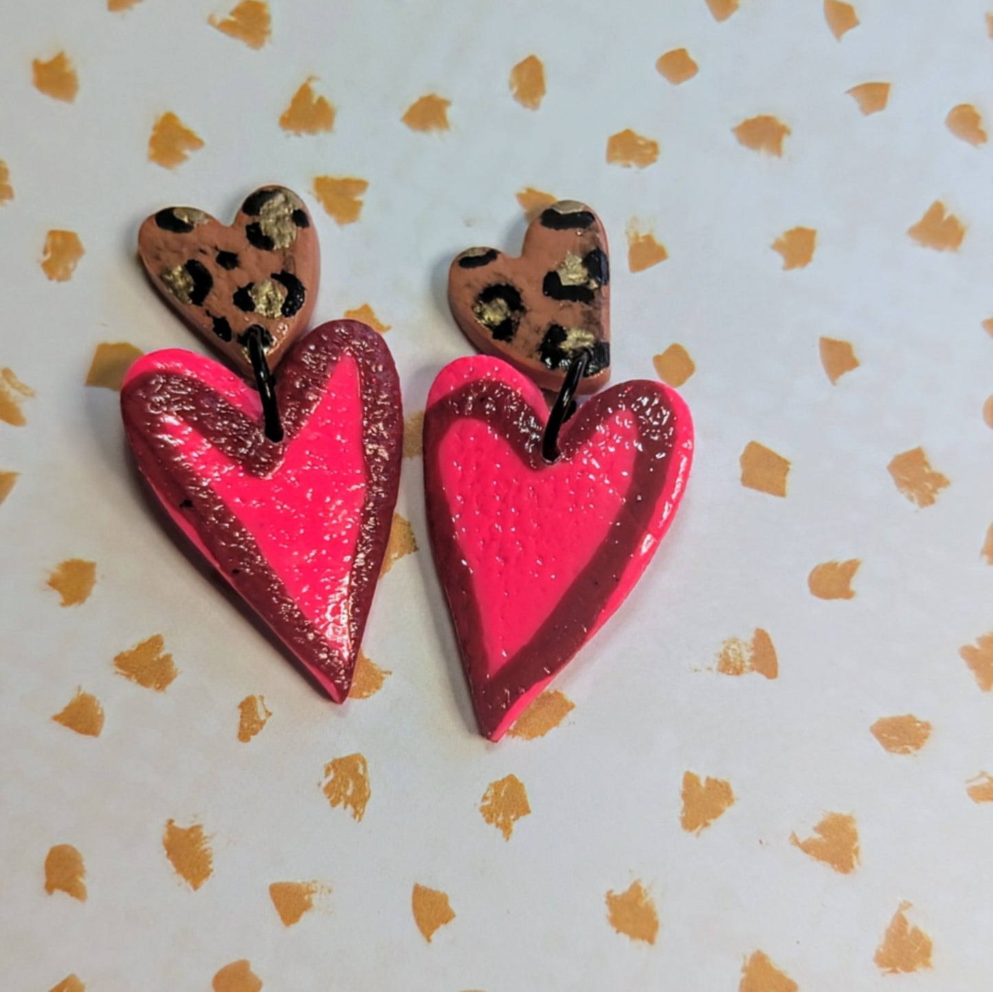 Leopard Heart Dangles