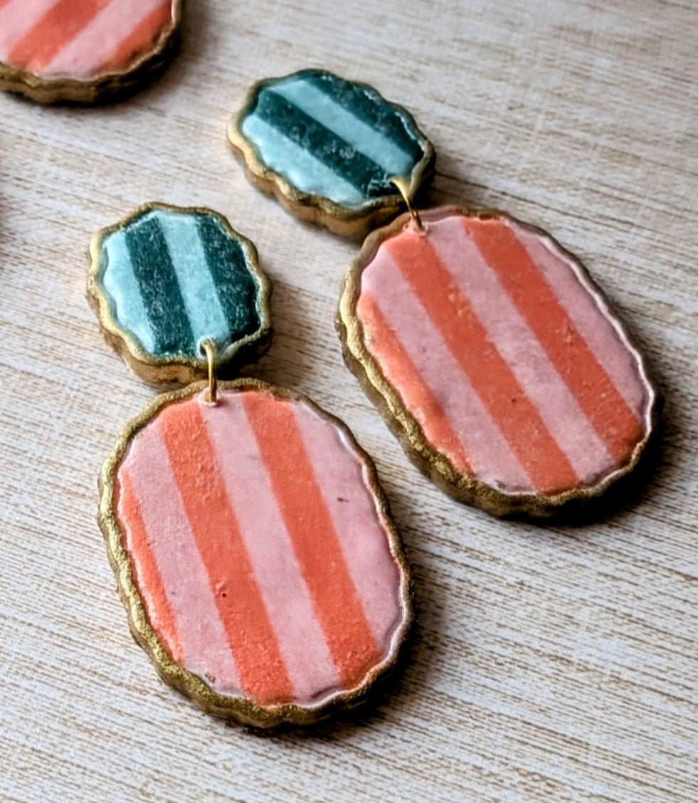 Boho Stripe Scallop Earrings