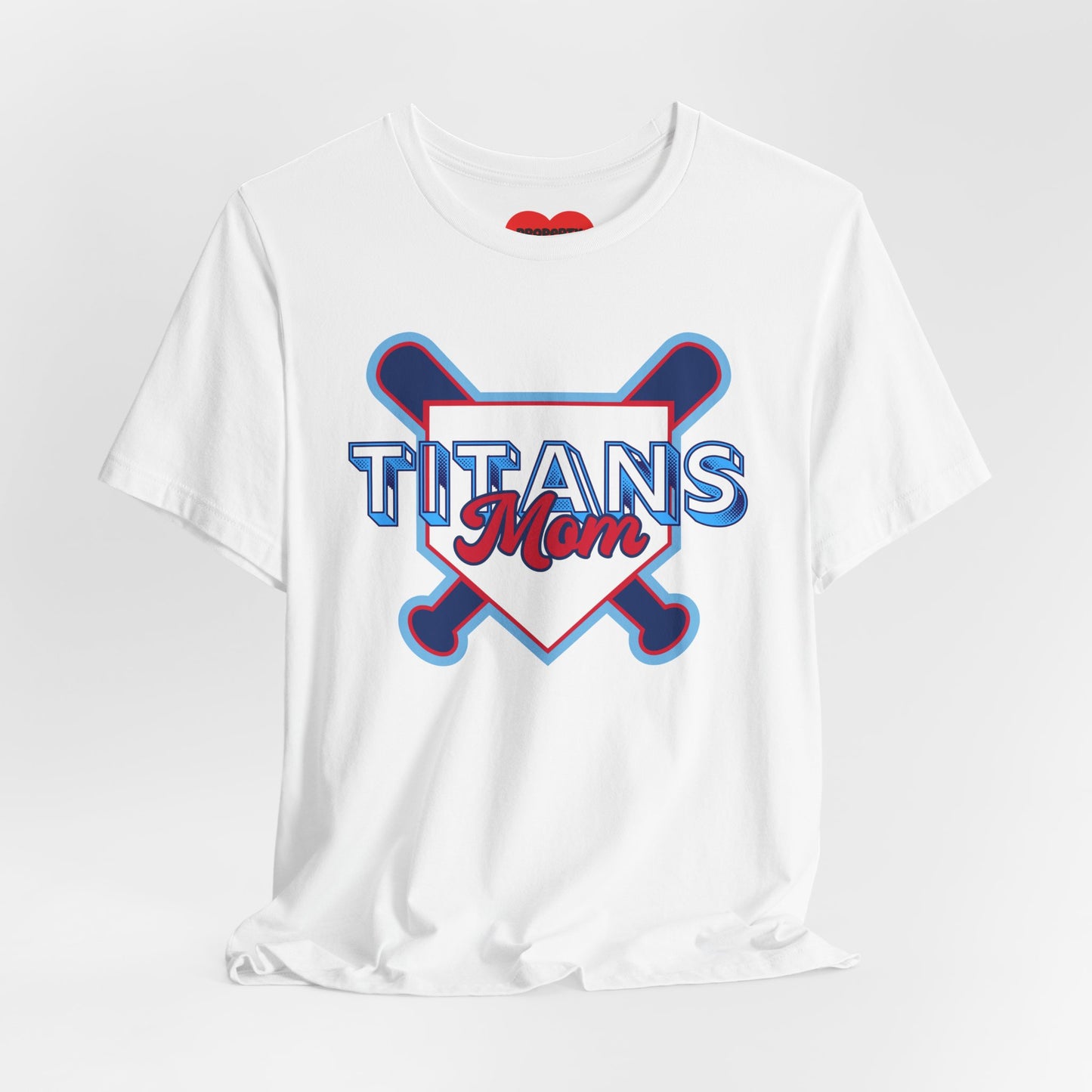 Titans Mom Baseball T-Shirt - Heart Stitch Back Tee for Baseball Moms