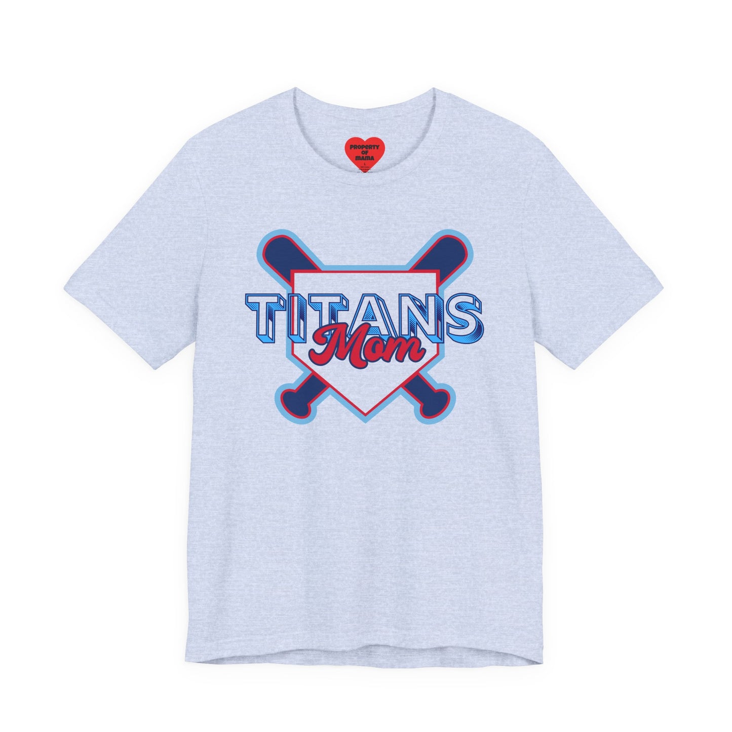 Titans Mom Baseball T-Shirt - Heart Stitch Back Tee for Baseball Moms