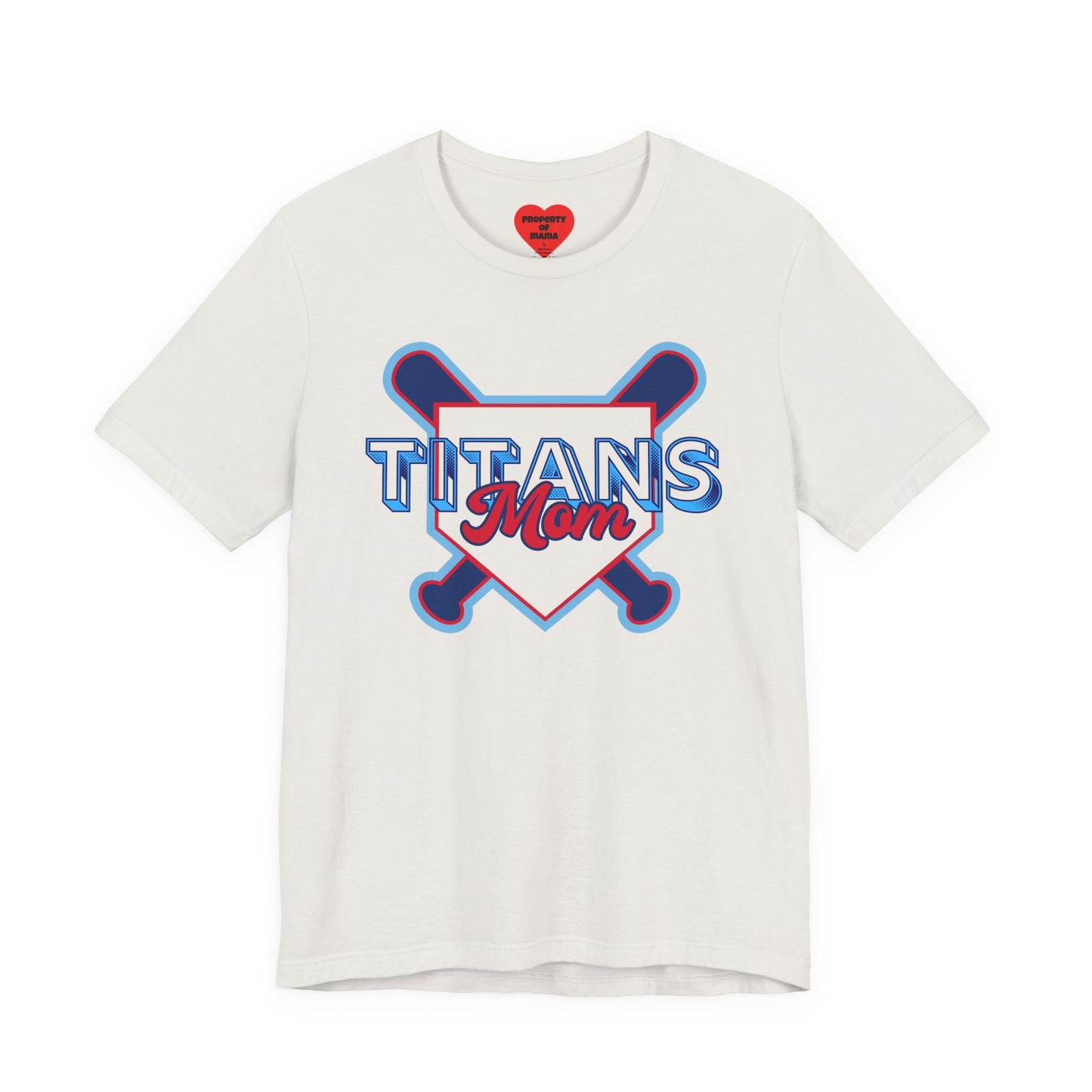 Titans Mom Baseball T-Shirt - Heart Stitch Back Tee for Baseball Moms