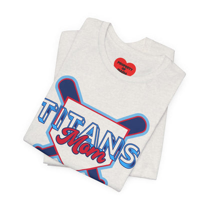 Titans Mom Baseball T-Shirt - Heart Stitch Back Tee for Baseball Moms