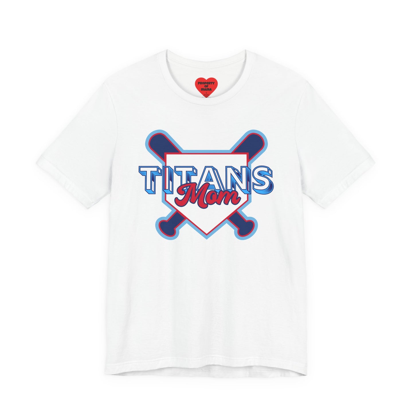 Titans Mom Baseball T-Shirt - Heart Stitch Back Tee for Baseball Moms