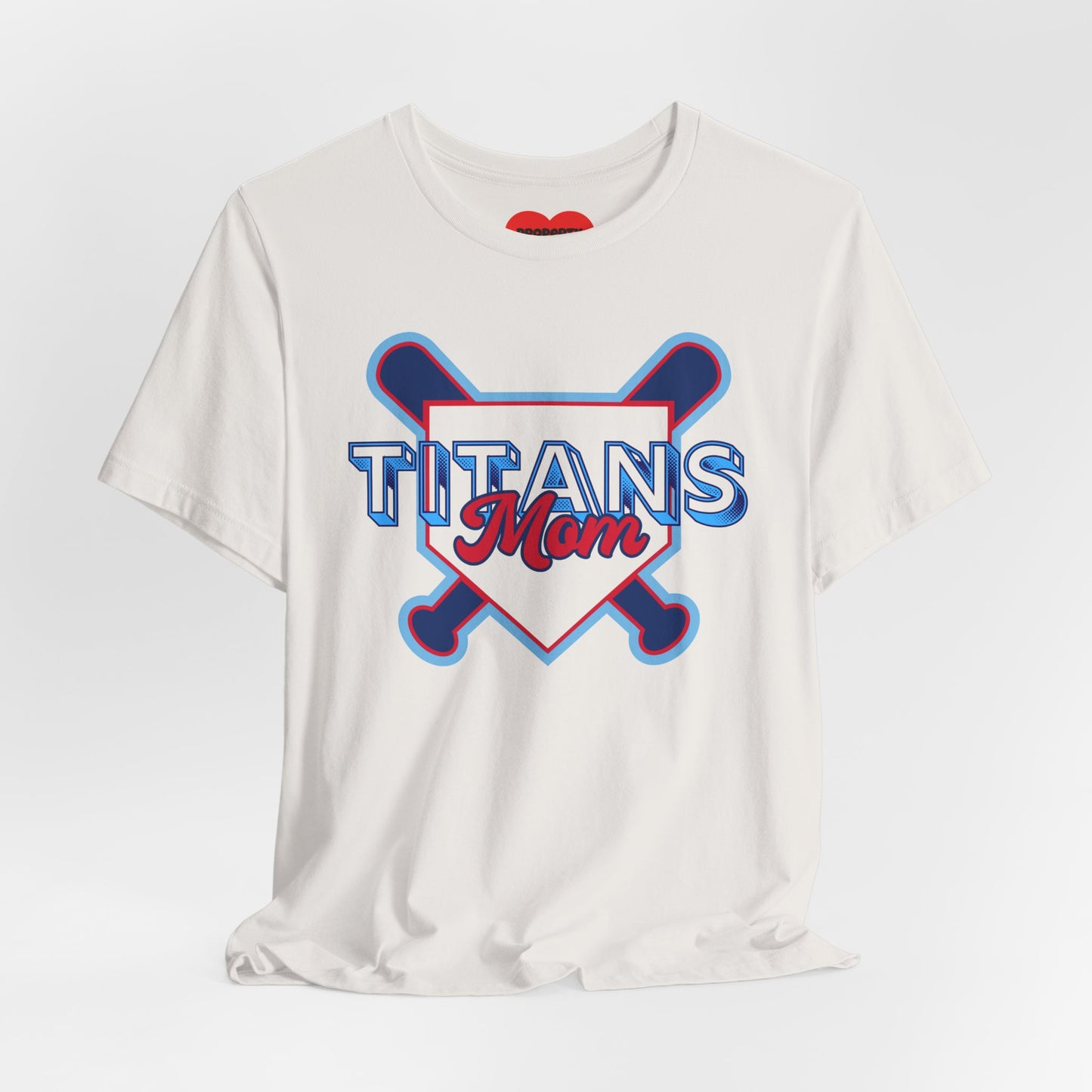 Titans Mom Baseball T-Shirt - Heart Stitch Back Tee for Baseball Moms