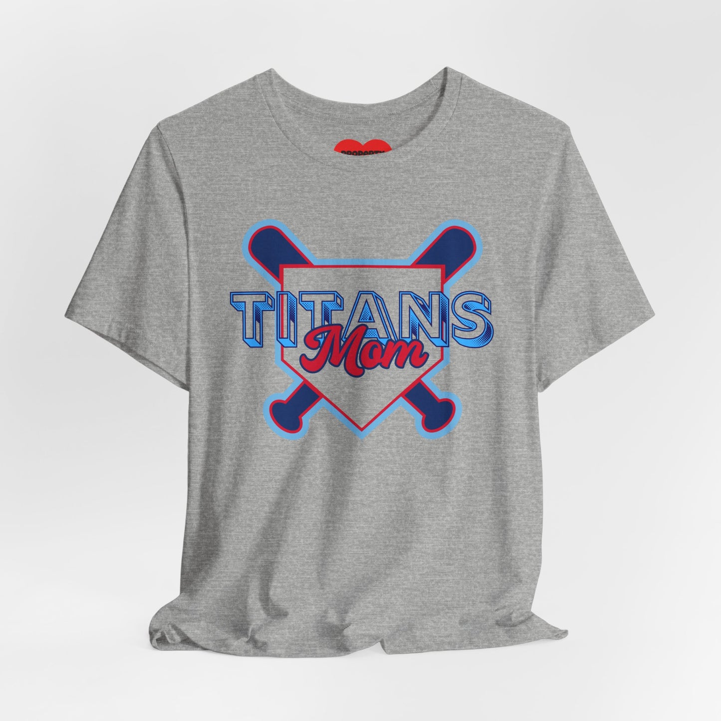 Titans Mom Baseball T-Shirt - Heart Stitch Back Tee for Baseball Moms