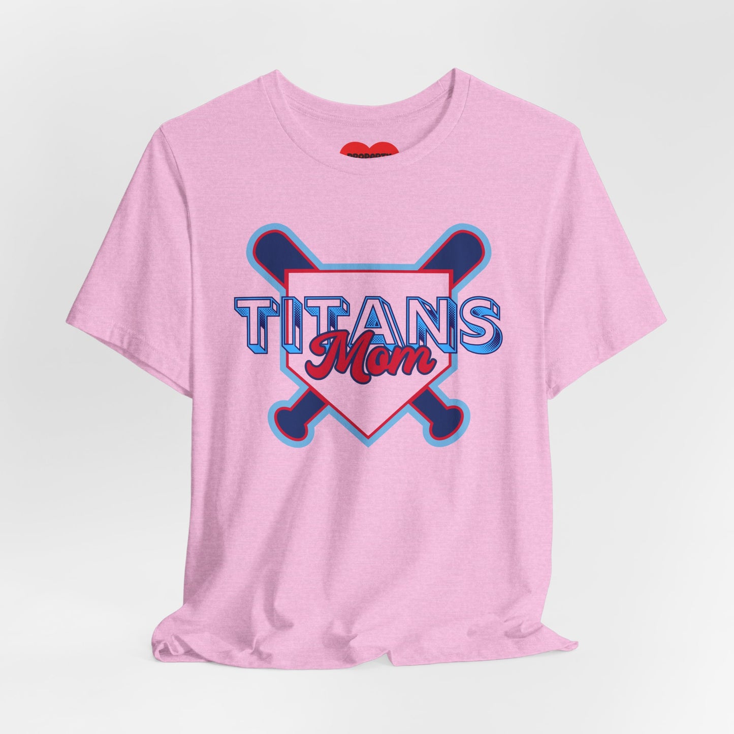 Titans Mom Baseball T-Shirt - Heart Stitch Back Tee for Baseball Moms