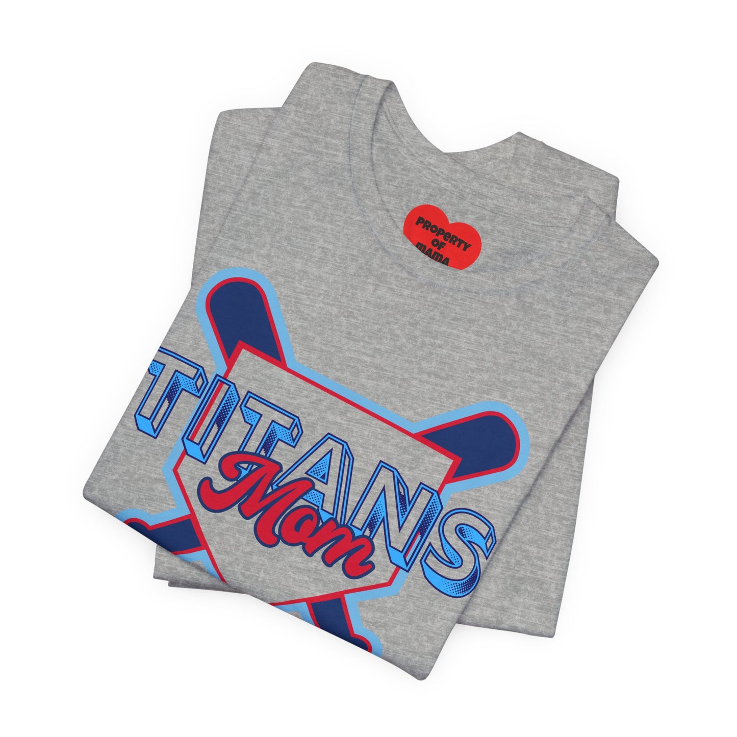 Titans Mom Baseball T-Shirt - Heart Stitch Back Tee for Baseball Moms