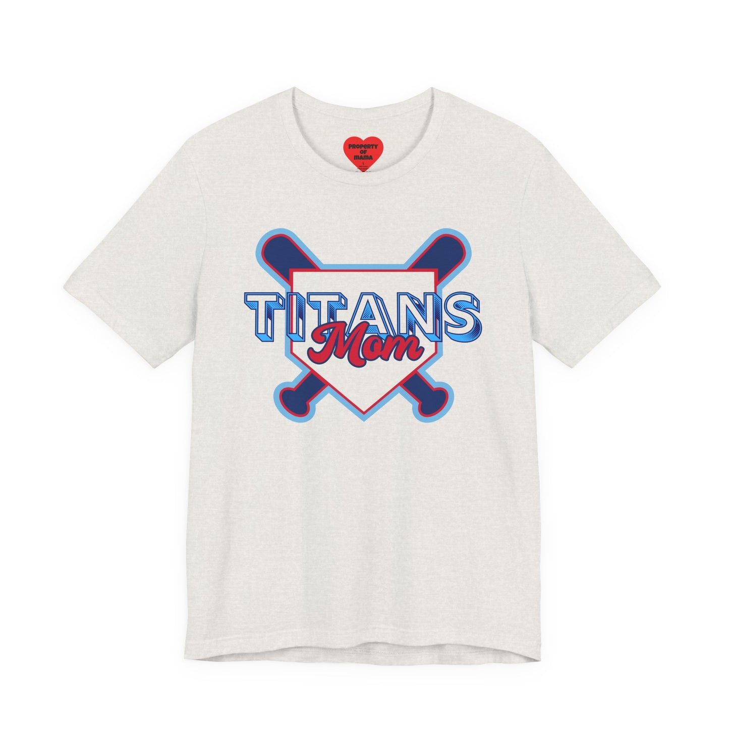 Titans Mom Baseball T-Shirt - Heart Stitch Back Tee for Baseball Moms