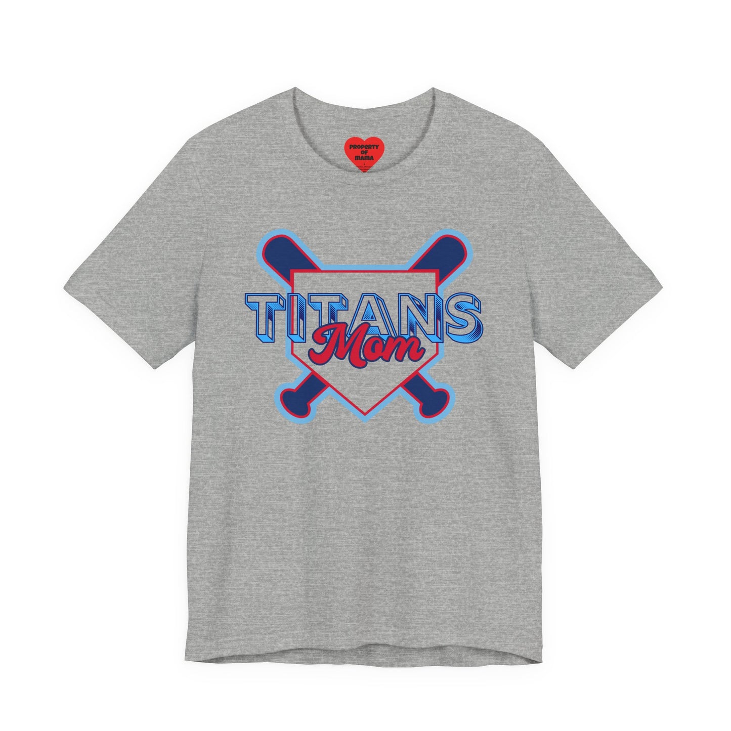 Titans Mom Baseball T-Shirt - Heart Stitch Back Tee for Baseball Moms