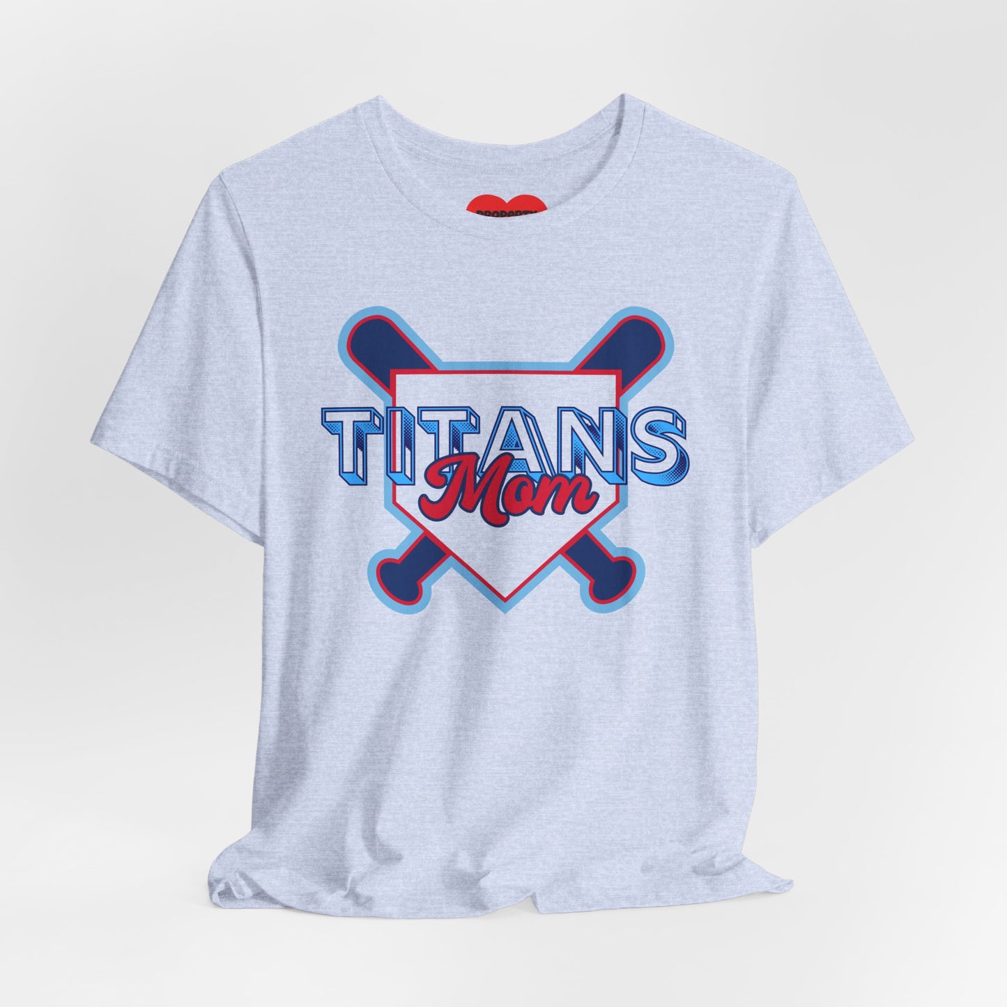 Titans Mom Baseball T-Shirt - Heart Stitch Back Tee for Baseball Moms