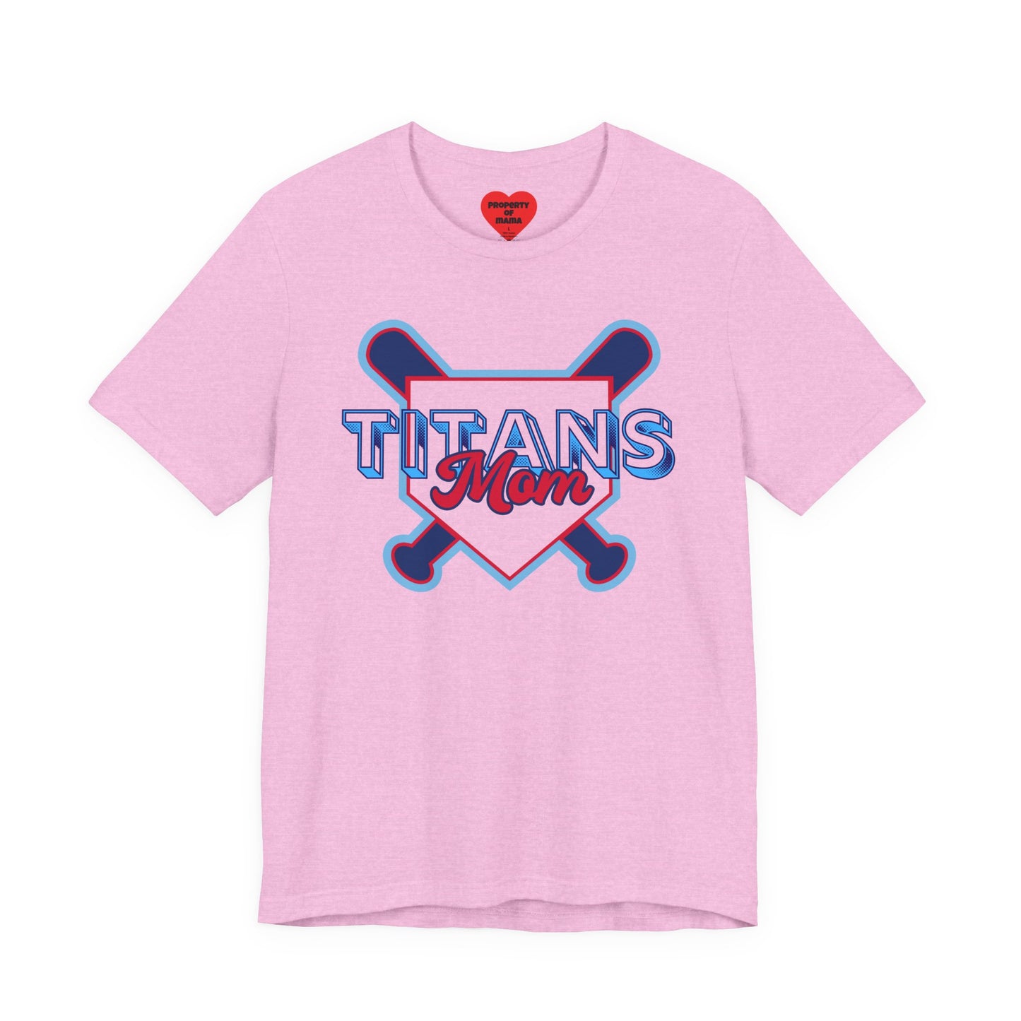 Titans Mom Baseball T-Shirt - Heart Stitch Back Tee for Baseball Moms