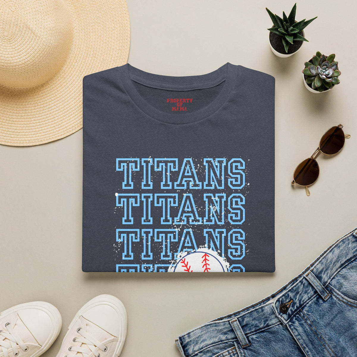 Titans Softball Tee — Repeated Logo Graphic Baseball T-Shirt