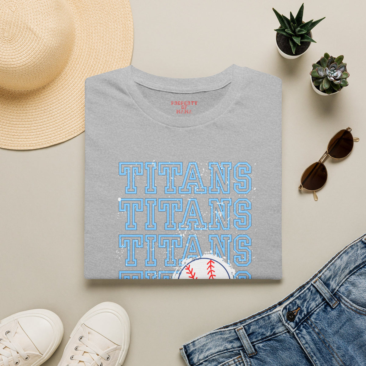 Titans Softball Tee — Repeated Logo Graphic Baseball T-Shirt