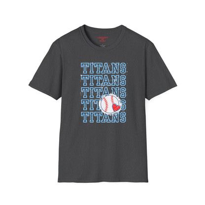 Titans Softball Tee — Repeated Logo Graphic Baseball T-Shirt