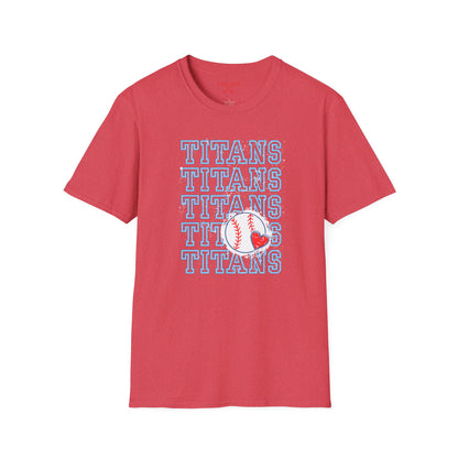 Titans Softball Tee — Repeated Logo Graphic Baseball T-Shirt