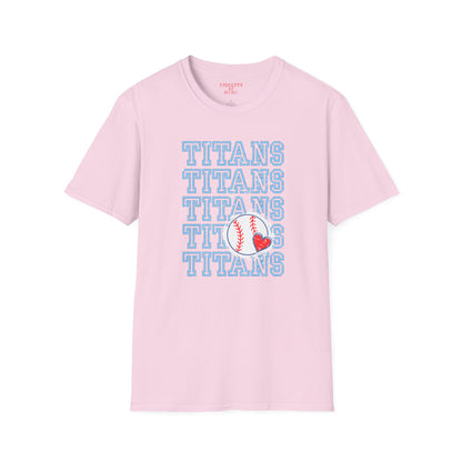 Titans Softball Tee — Repeated Logo Graphic Baseball T-Shirt