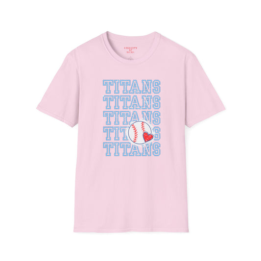 Titans Softball Tee — Repeated Logo Graphic Baseball T-Shirt