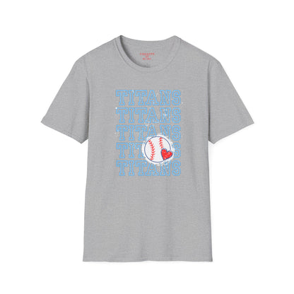 Titans Softball Tee — Repeated Logo Graphic Baseball T-Shirt