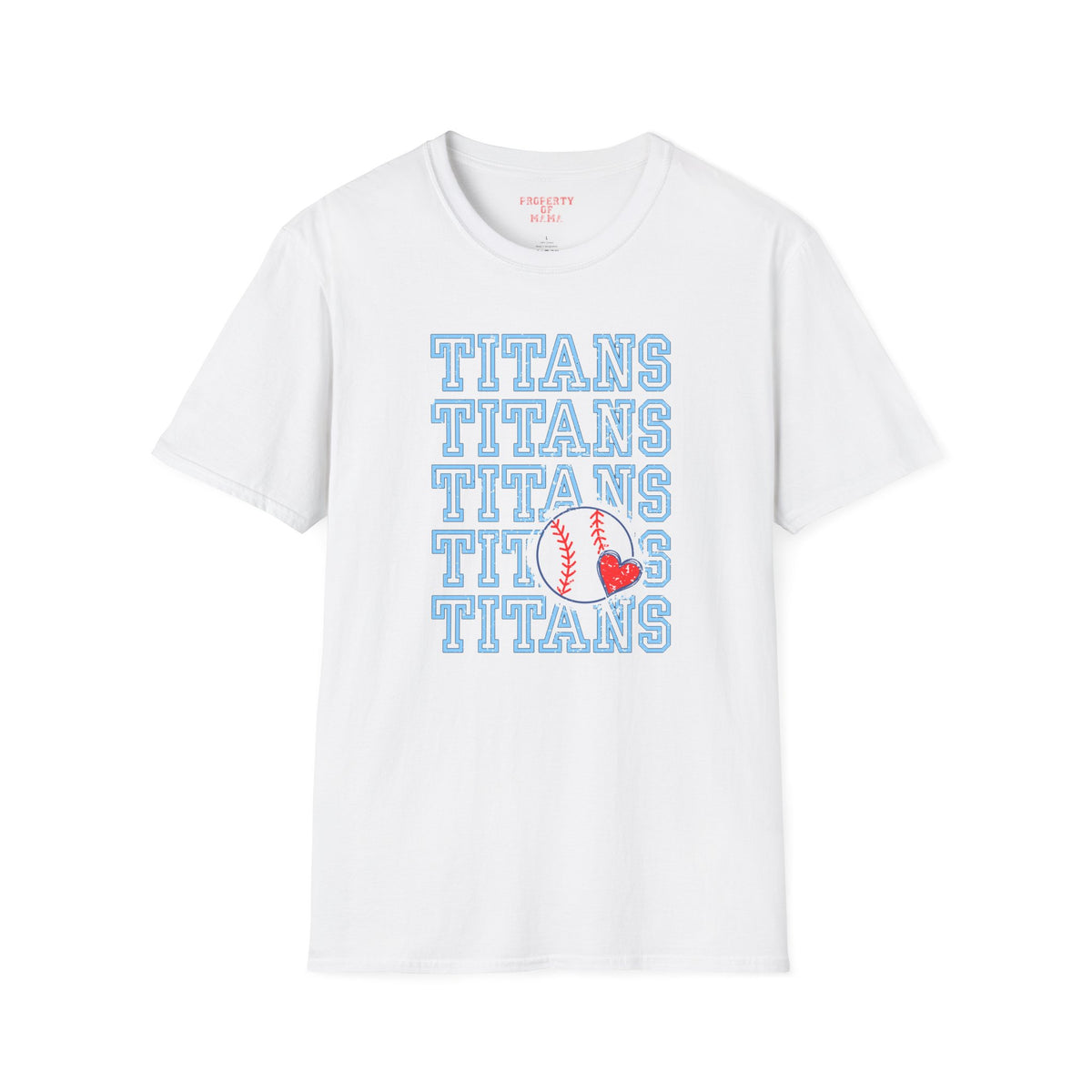 Titans Softball Tee — Repeated Logo Graphic Baseball T-Shirt