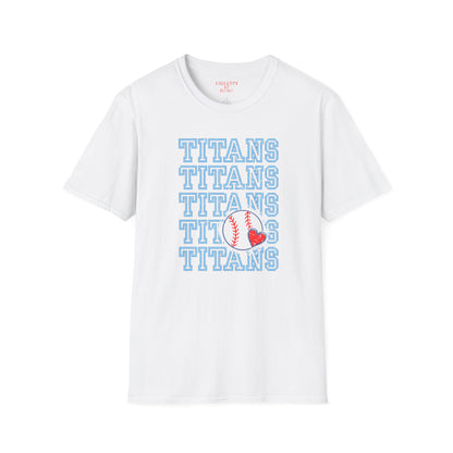 Titans Softball Tee — Repeated Logo Graphic Baseball T-Shirt