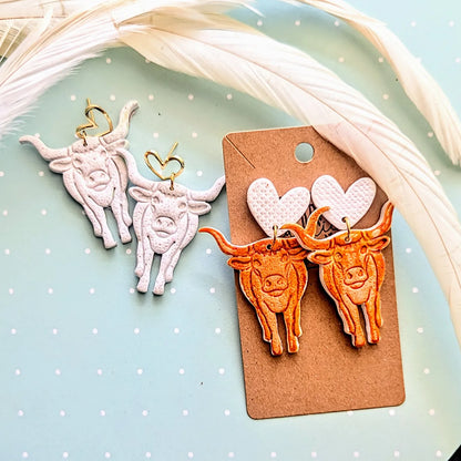 Heart and Longhorn dangle earrings