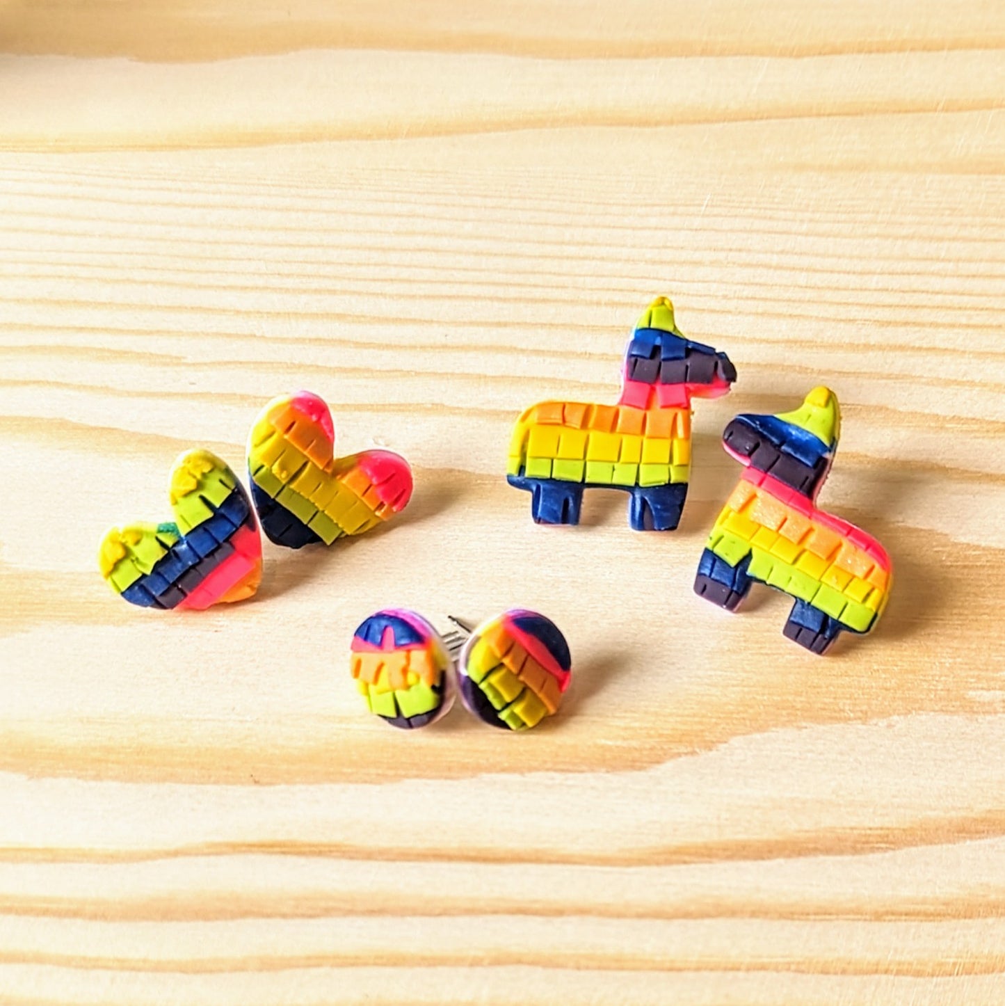 Rainbow and metallic pinatas / Cinco de Mayo jewelry /latina style earrings