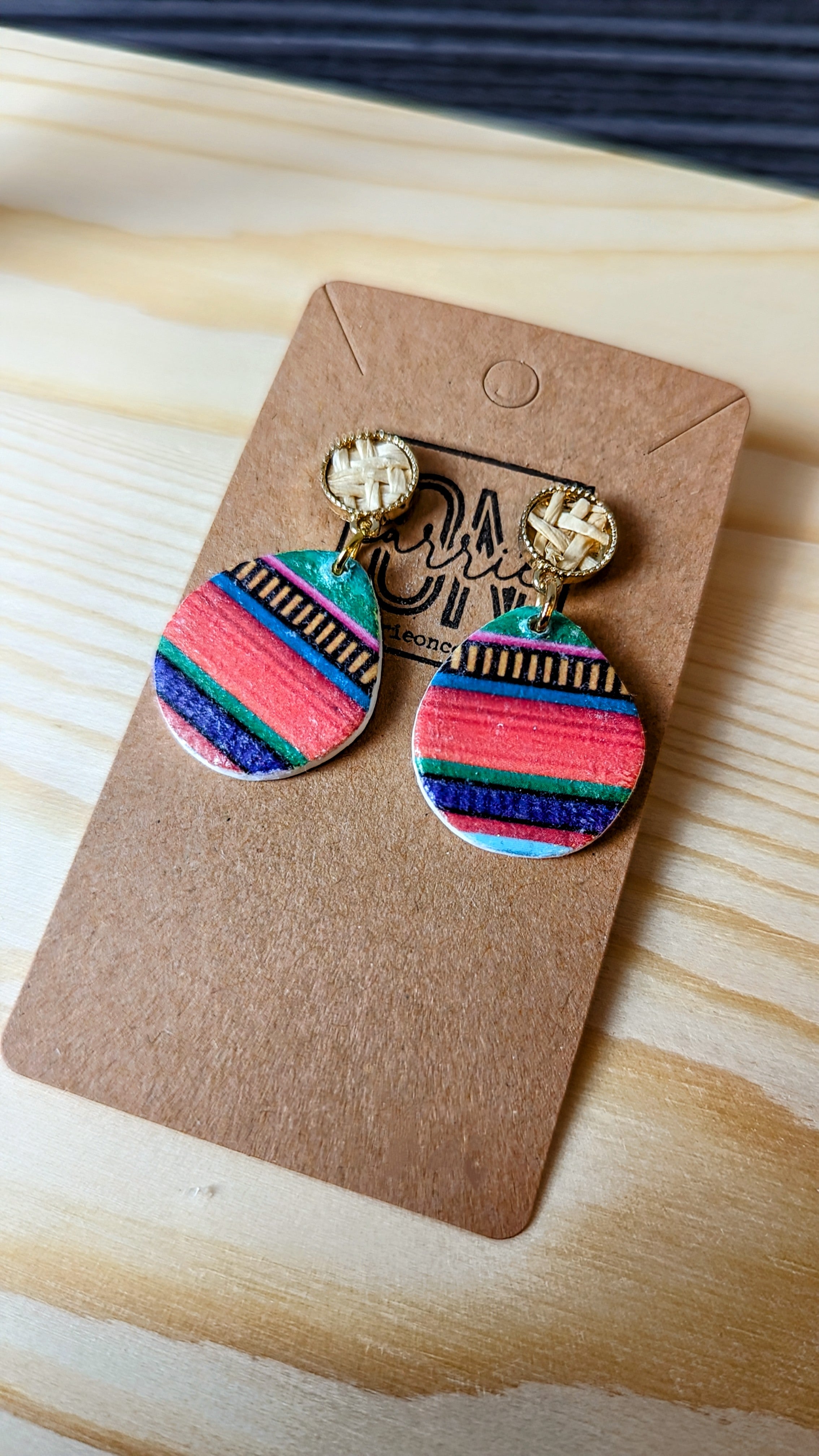 White retailer serape earrings