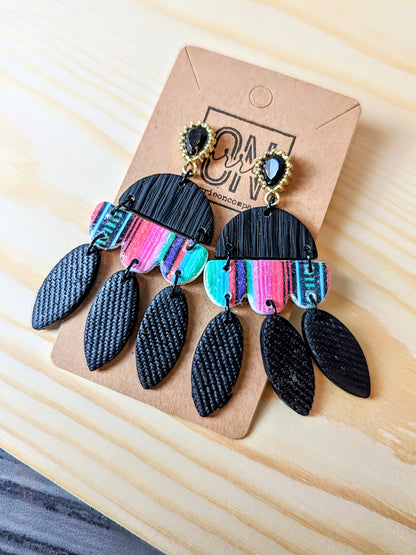 Serape Dangle Earrings / Cinco de Mayo jewelry / Latina style earrings