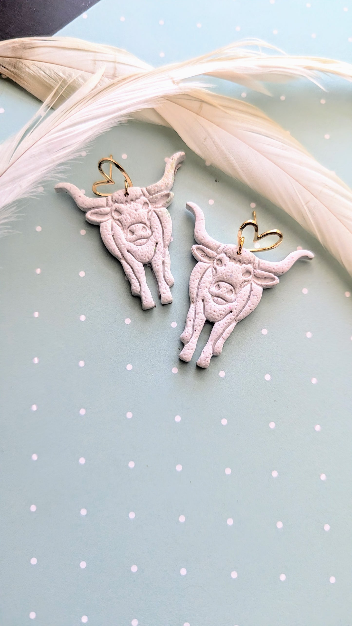 Heart and Longhorn dangle earrings