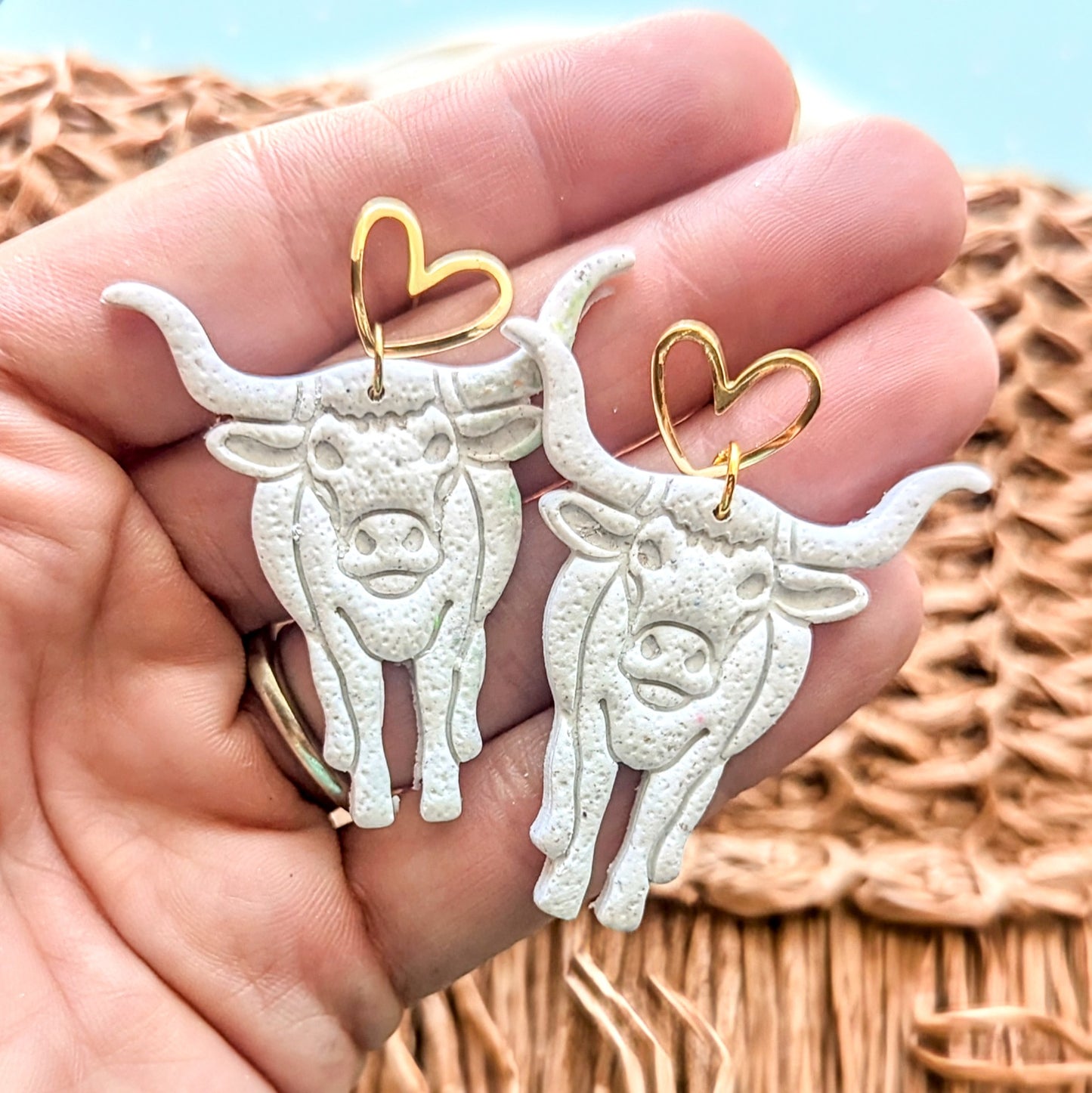 Heart and Longhorn dangle earrings