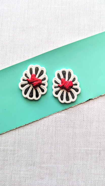 Red and Black Texas Statement Studs  / Texas Tech / Red Raiders / Lightweight Polymer earrings / Fall accessories / black and red accessories / GameDay style