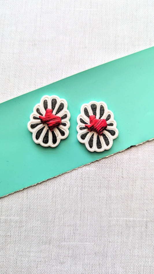 Red and Black Texas Statement Studs  / Texas Tech / Red Raiders / Lightweight Polymer earrings / Fall accessories / black and red accessories / GameDay style