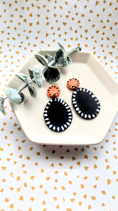 Orange and Black Stitched dangles