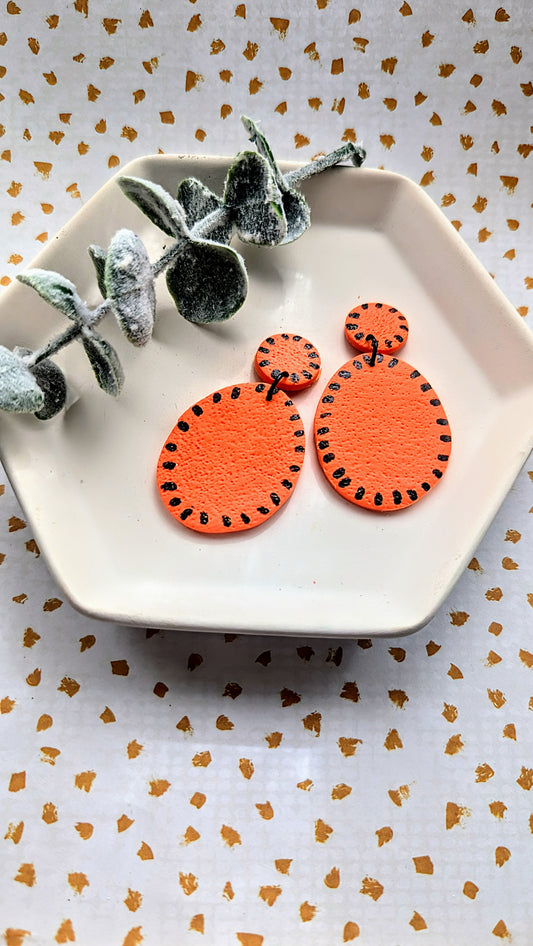 Orange and Black Stitched dangles