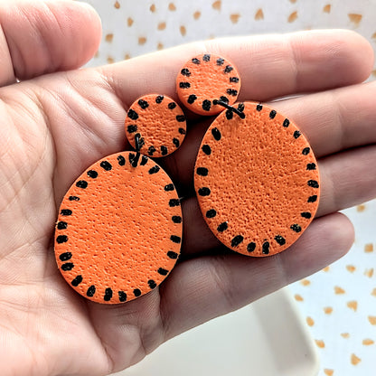 Orange and Black Stitched dangles