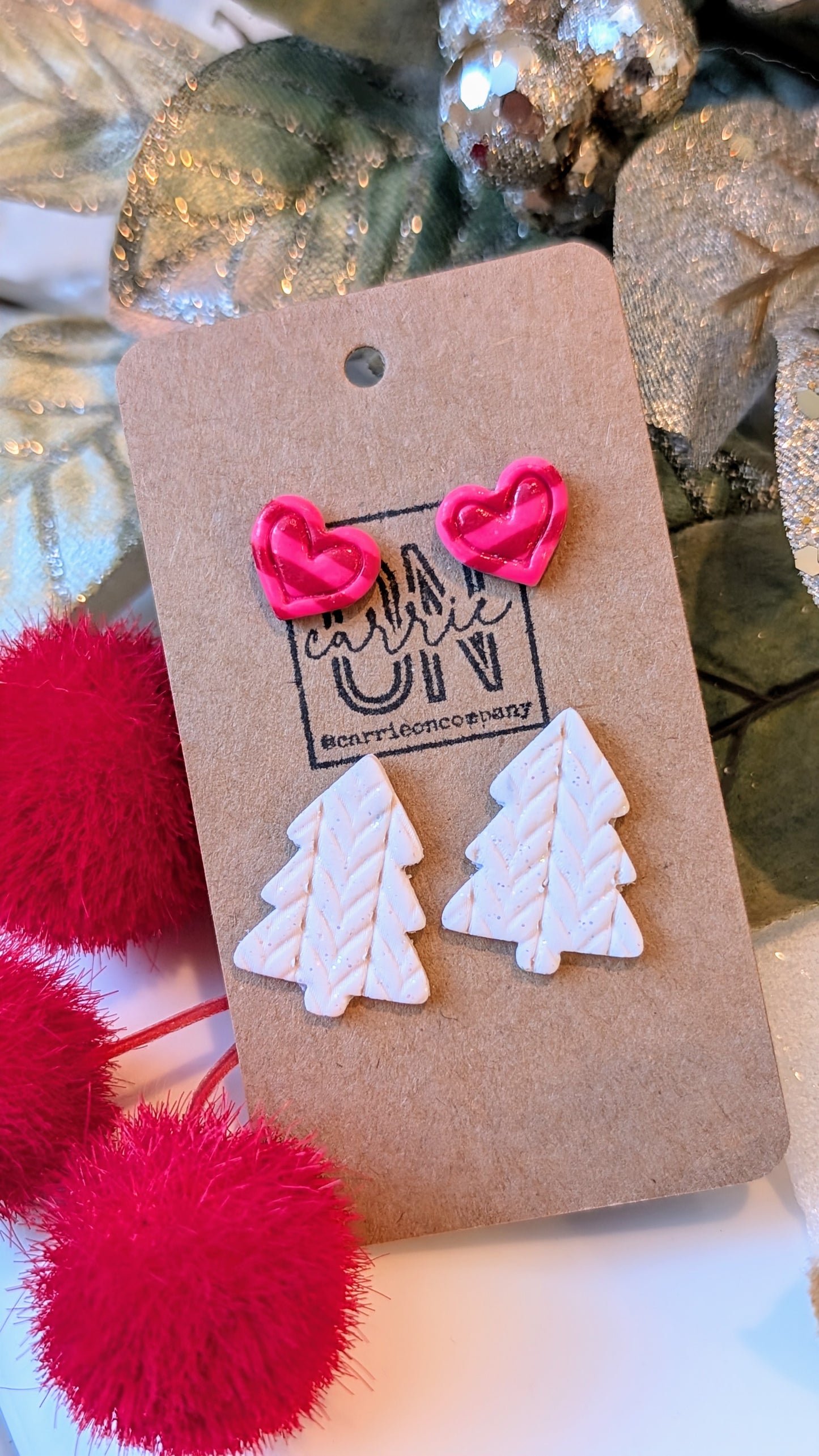 Christmas Polymer clay 2-piece stud earrings set