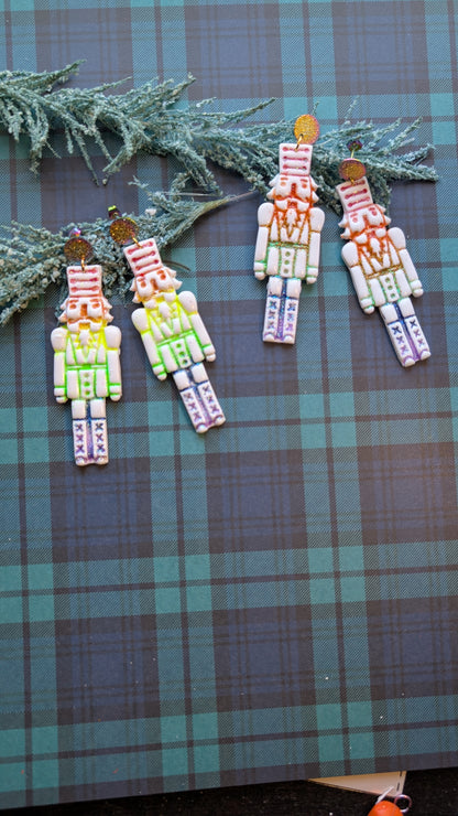 Glitter Nutcracker Dangle Earrings