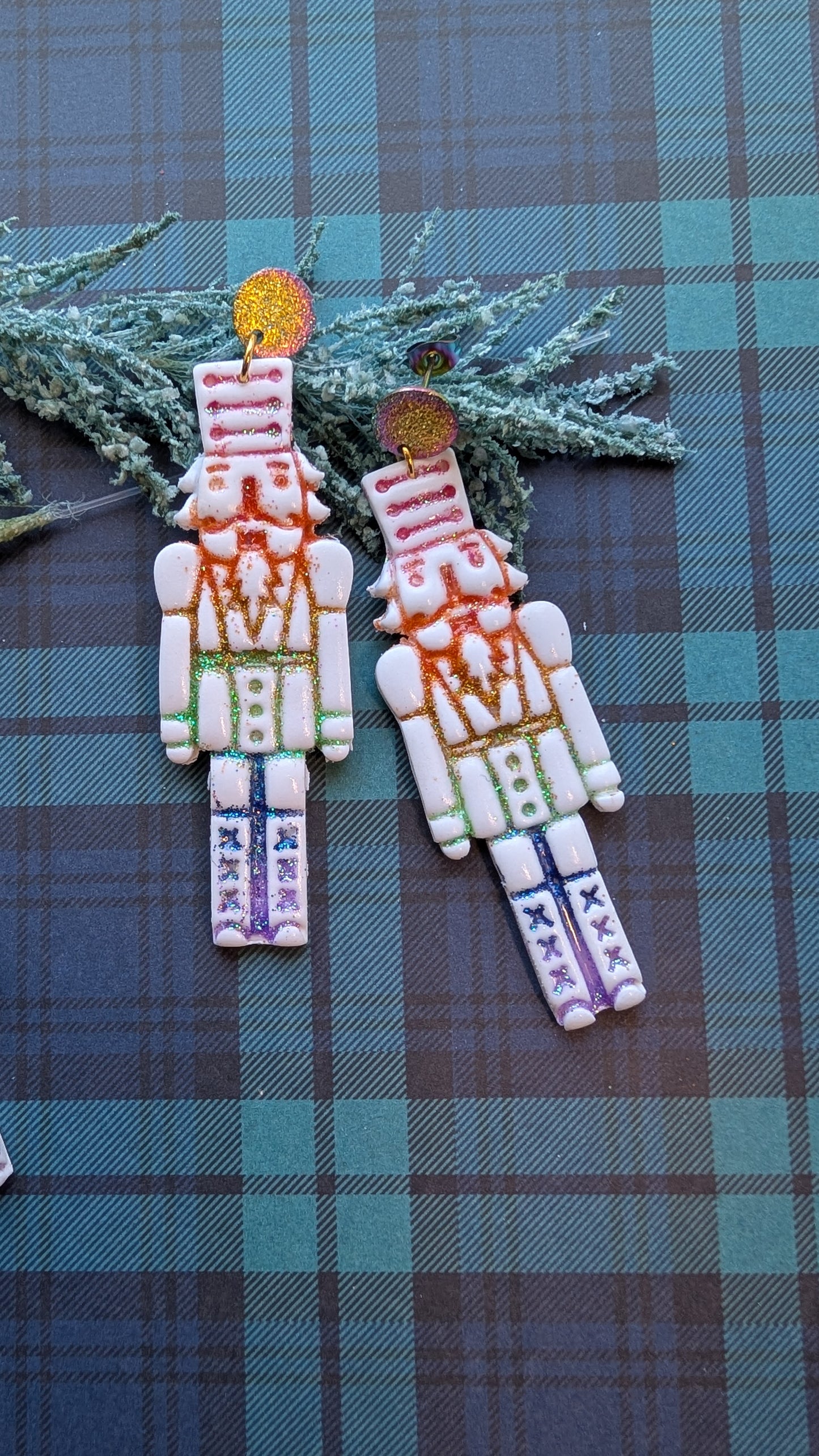 Glitter Nutcracker Dangle Earrings