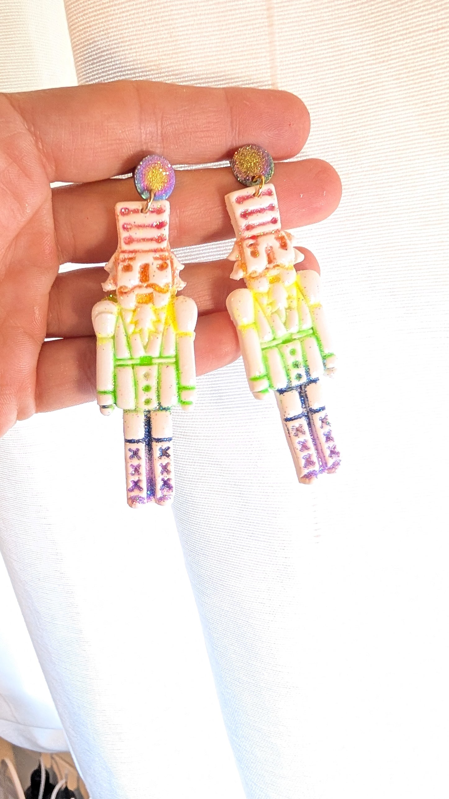 Glitter Nutcracker Dangle Earrings