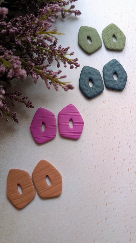 Organic Pentagon Studs / Solid Color / Boho / Preppy / Lightweight Polymer earrings